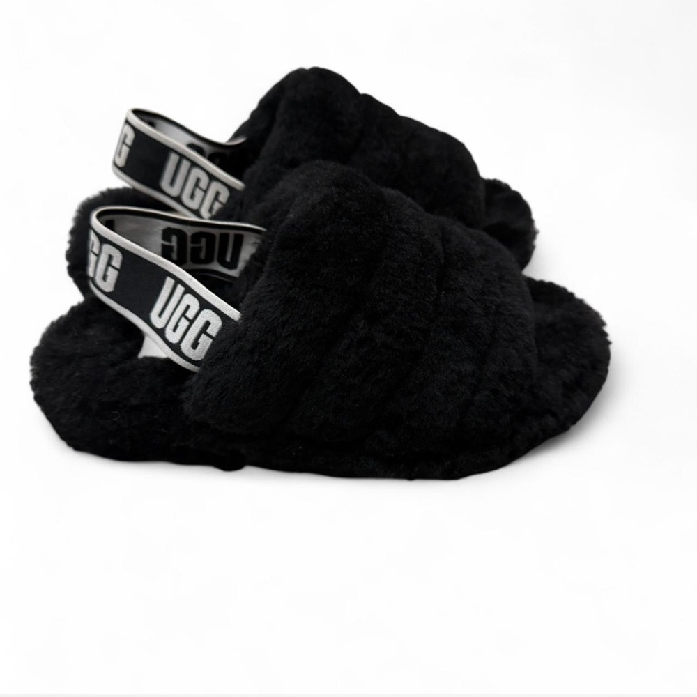 UGG Black Fluffy Sandals